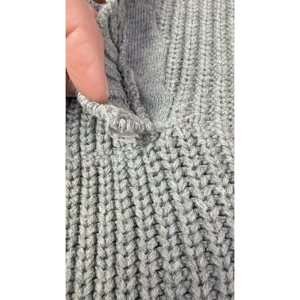 Ugg Poncho Women's Medium Grey Chunky Knit Cowl Neck Sweater Cotton 1k - Picture 7 of 13